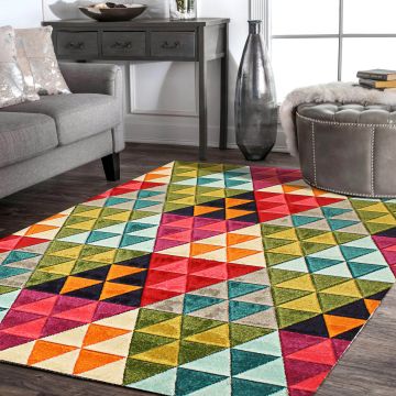 Rugsville Emrys Multi Geometric Modern Carpet 5'3" x 7'3"