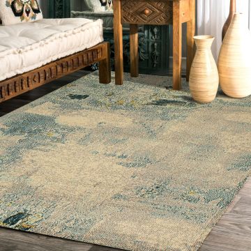 Rugsville Elodie Beige Abstract Modern Carpet 5'3" x 7'8"