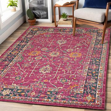 Rugsville Edwige Pink Floral Persian Carpet 5'3" x 7'8"