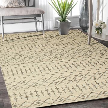 Rugsville Dempsey Ivory Geometric Modern Carpet 5'3" x 7'9"