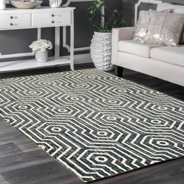 Rugsville Cosima Blue Geometric Modern Carpet 5'3" x 7'7"