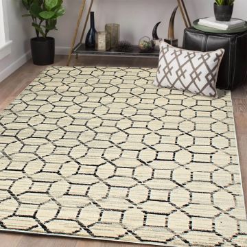 Rugsville Cora Gray Geometric Modern Carpet 5'3" x 7'10"
