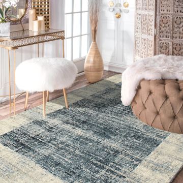 Rugsville Colette Blue Bordered Modern Carpet 5'3" x 7'8"