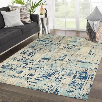 Rugsville Claudine Ivory Abstract Modern Carpet 5'3" x 7'10"