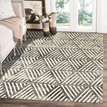 Rugsville Clairene Gray Geometric Modern Carpet 5'3" x 7'6"