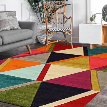 Rugsville Christine Multi Geometric Modern Carpet 5'3" x 7'7"