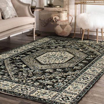 Rugsville Charon Black Oriental Persian Carpet 5'3" x 7'8"