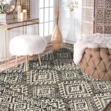 Rugsville Briley Bohemian Tribal Gray Persian Carpet 5'3" x 7'9"