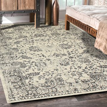 Rugsville Kristen Traditonal Floral Ivory Persian Carpet 5'3" x 7'7"
