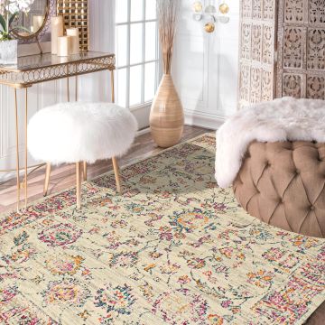 Rugsville Felicity Traditonal Floral Ivory Persian Carpet 5'3" x 7'9"