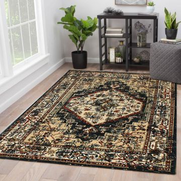 Rugsville Ember Oriental Black Persian Carpet 5'3" x 7'8"