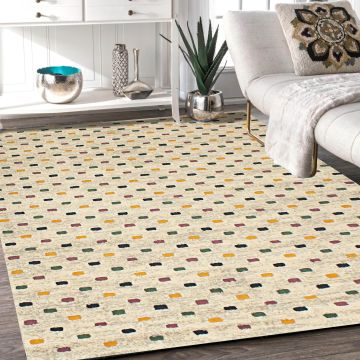 Rugsville Mariyah Dotted Ivory Modern Carpet 5'3" x 7'5"