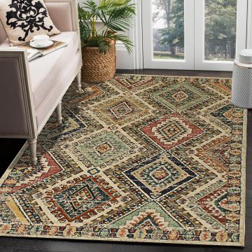 Rugsville Bryanna Bohemian Multi Geometric Tribal Carpet 5'3" x 7'9"