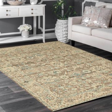 Rugsville Laylah Traditonal Floral Beige Persian Carpet 5'3" x 7'8"