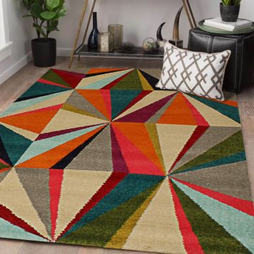 Rugsville Noemi Graphic Multi Modern Carpet 5'3" x 7'8"