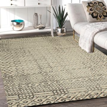 Rugsville Rylan Graphic Gray Modern Carpet 5'3" x 7'9"