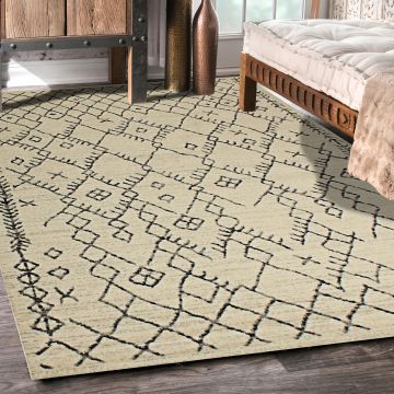 Rugsville Braelynn Geometric Beige Modern Carpet 5'3" x 7'1"