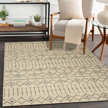 Rugsville Arya Geometric Ivory Modern Carpet 5'3" x 7'7"