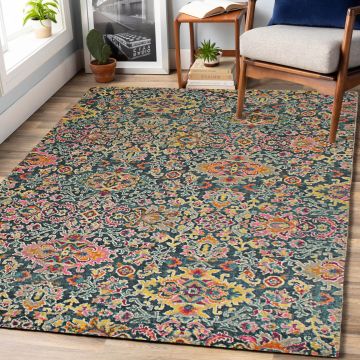 Rugsville Journee Transitional Floral Blue Persian Carpet 5'3" x 7'8"