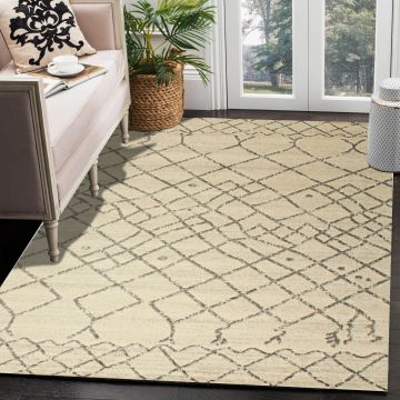 Rugsville Sawyer Geometric Ivory Modern Carpet 5'3" x 7'9"