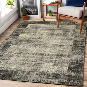Rugsville Armani Gray Bordered Modern Carpet 5'3" x 7'8"