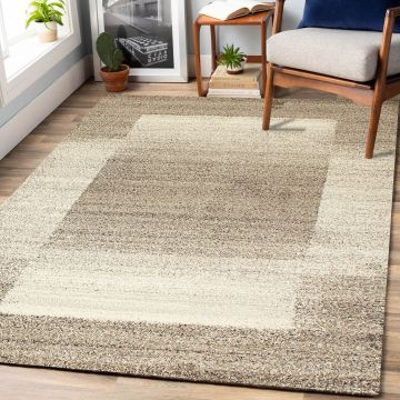 Rugsville Leyla Brown Border Modern Carpet 5'3" x 7'8"