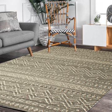 Rugsville Macey Geometric Gray Modern Carpet 5'3" x 7'9"