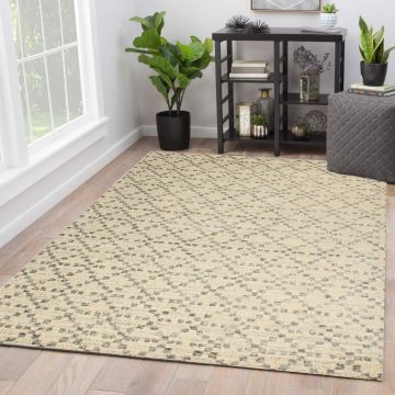Rugsville Kynlee Geometric Ivory Modern Carpet 5'3" x 7'1"