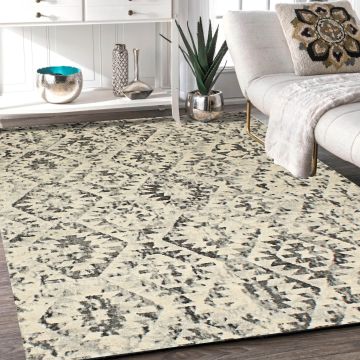 Rugsville Carla Oriental Ivory Modern Carpet 5'3" x 7'8"