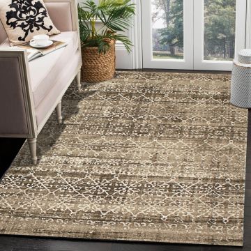 Rugsville Livia Geometric Brown Modern Carpet 5'3" x 7'6"