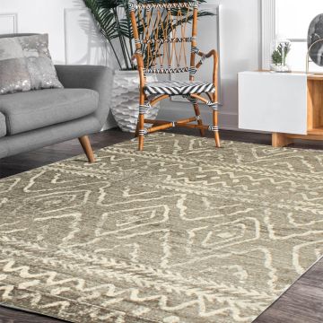 Rugsville Brown Geometric Modern Carpet 5'3" x 7'1"