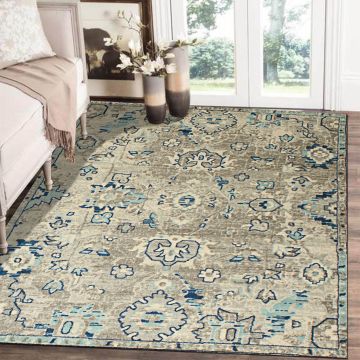 Rugsville Barbara Transitional Floral Gray Persian Carpet 5'3" x 7'9"