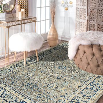 Rugsville Alisha Floral Gray Persian Carpet 5'3" x 7'9"