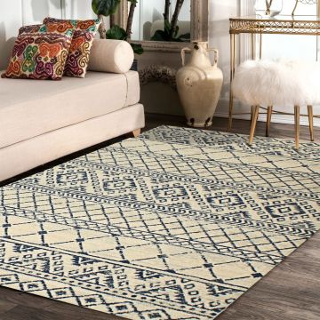 Rugsville Emmy Geometric Ivory Modern Carpet 5'3" x 7'9"