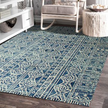 Rugsville Charleigh Bohemian Blue Tribal Carpet 5'3" x 7'9"