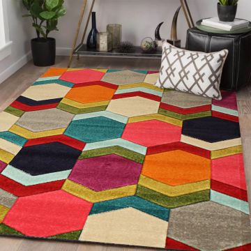 Rugsville Jordynn Geometric Multi Modern Carpet 5'3" x 7'3"