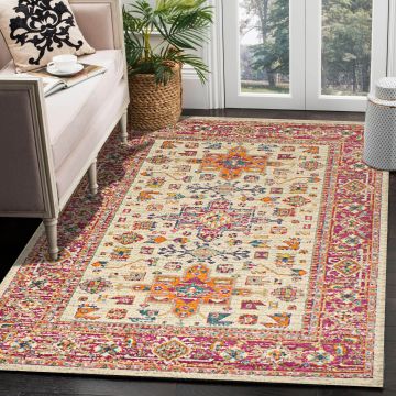Rugsville Corinne Floral Ivory Persian Carpet 5'3" x 7'7"