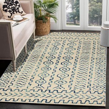 Rugsville Alisson Geometric Ivory Modern Carpet 5'3" x 7'1"