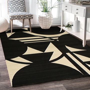 Rugsville Demi Graphic Black Modern Carpet 5'3" x 7'8"