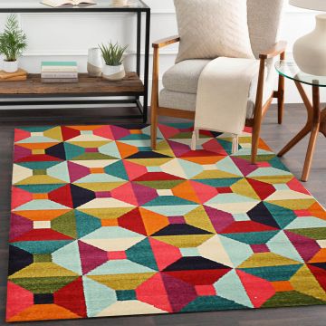 Rugsville Paula Geometric Multi Modern Carpet 5'3" x 7'8"