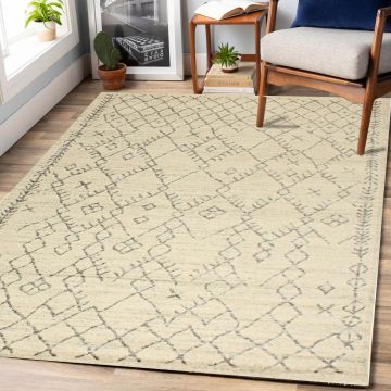 Rugsville Sharon Geometric Ivory Modern Carpet 5'3" x 7'9"