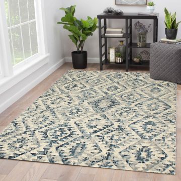 Rugsville Salma Geometric Ivory Modern Carpet 5'3" x 7'7"