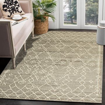 Rugsville Charity Geometric Brown Persian Carpet 5'3" x 7'9"