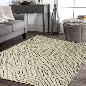 Rugsville Tianna Geometric Ivory Modern Carpet 5'3" x 7'9"