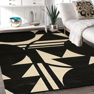 Rugsville Nahla Graphic Black Modern Carpet 5'3" x 7'8"