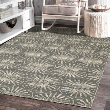 Rugsville Luz Graphic Gray Modern Carpet 5'4" x 7'3"