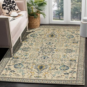 Rugsville Jacey Floral Ivory Persian Carpet 5'3" x 7'7"