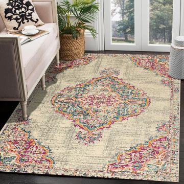 Rugsville Jadyn Oriental Ivory Persian Carpet 5'3" x 7'6"