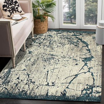 Rugsville Aubri Abstract Blue Modern Carpet 5'3" x 7'7"