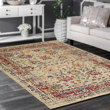 Rugsville Micah Floral Ivory Persian Carpet 5'3" x 7'7"